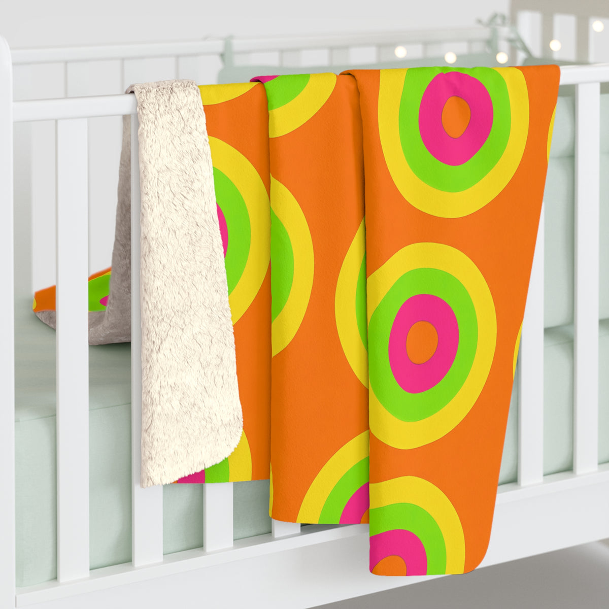 Giant Op-Art Jewel Rings Sherpa Fleece Blanket – Hot Citrus Festive