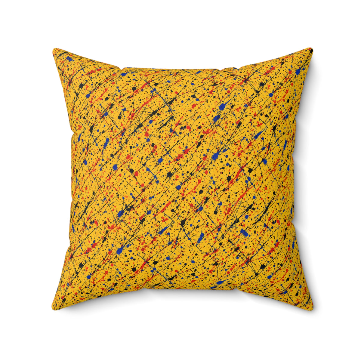 Flick Lines Faux Suede Cushion – Action-Painting Abstract Pattern
