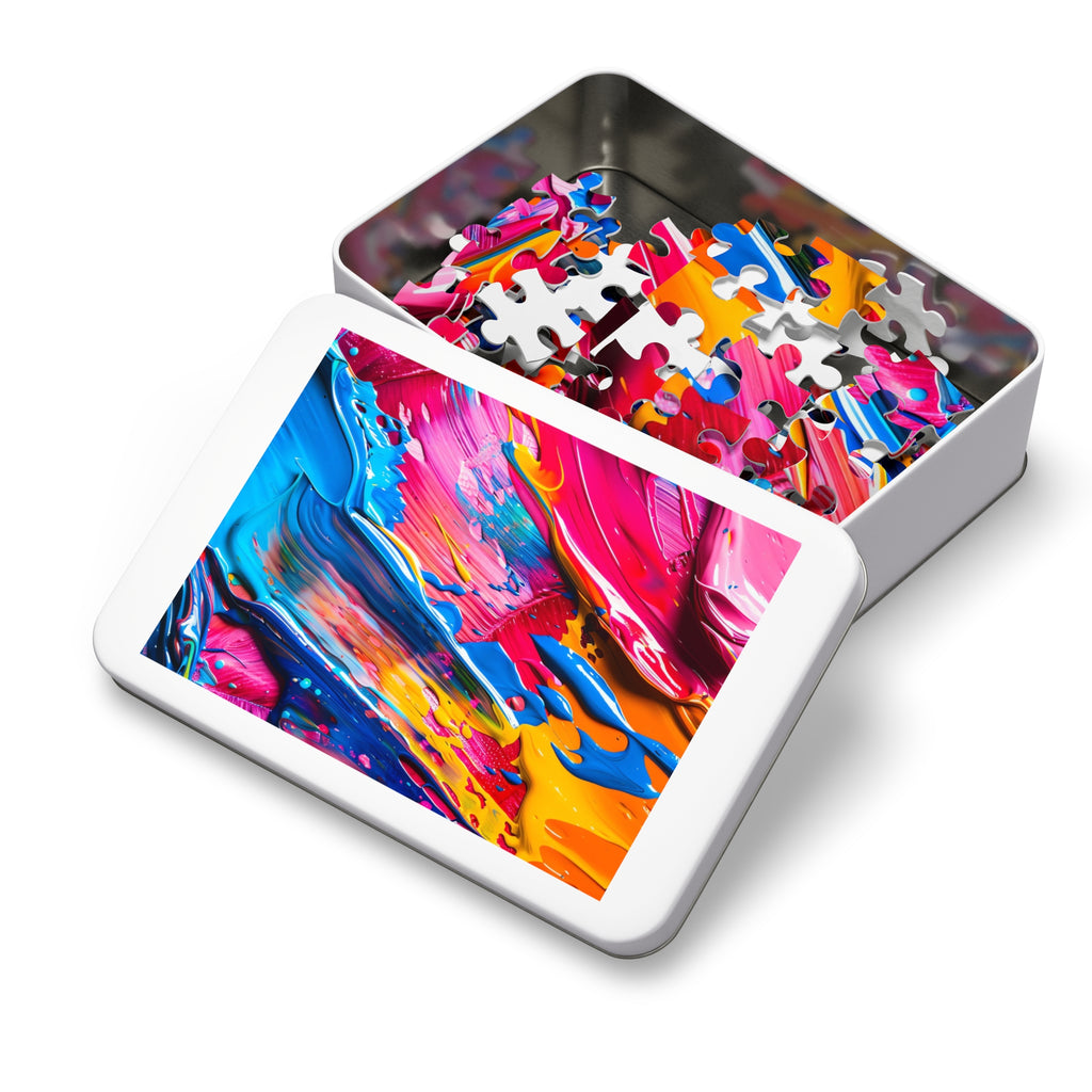 Rainbow Paint Smear Jigsaw Puzzle with Tin – Paint Stroke Abstract