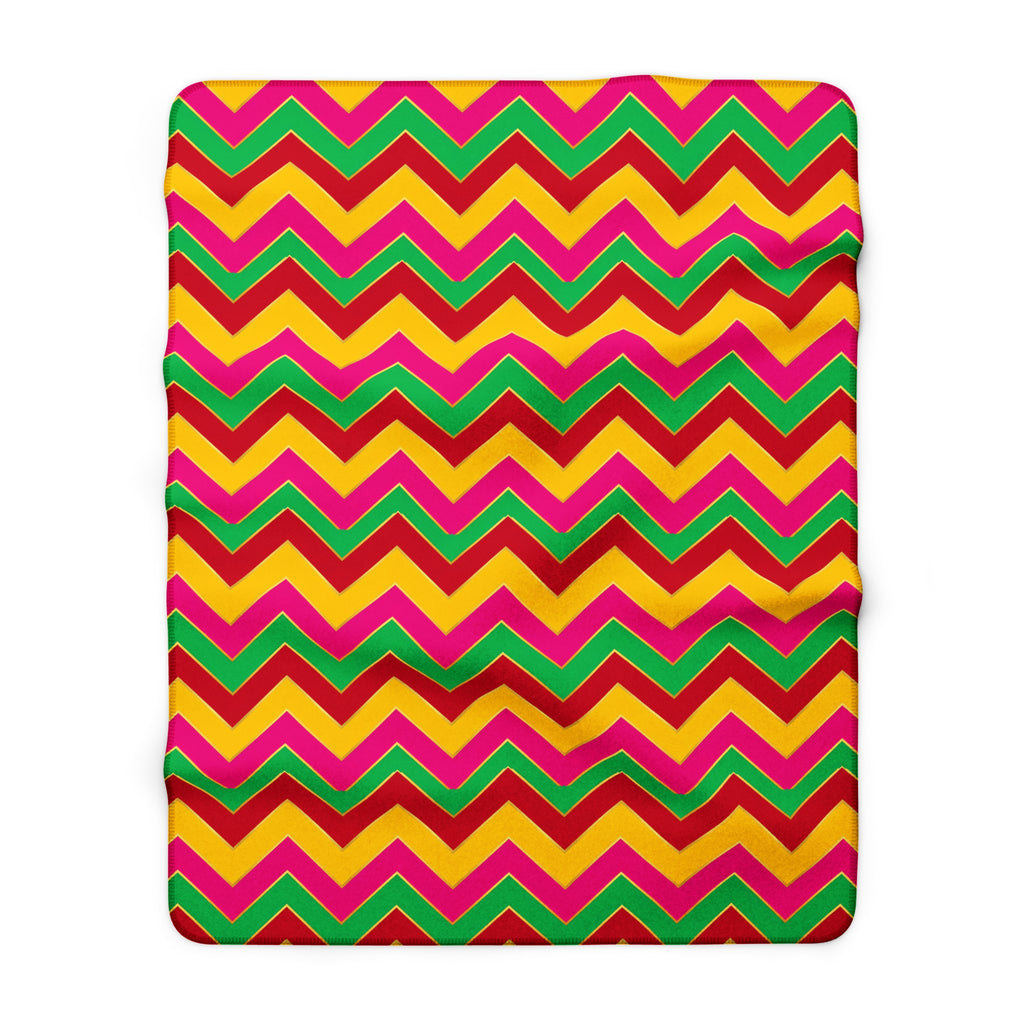 Jewel Chevron Bands Sherpa Fleece Blanket – Chevron Geometric Pattern