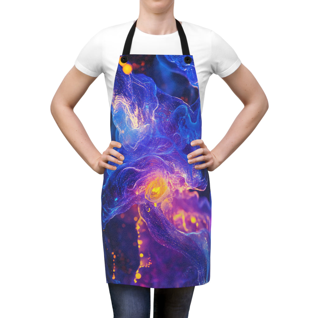 Cosmic Neon Nebula Apron – Cosmic Abstract Art