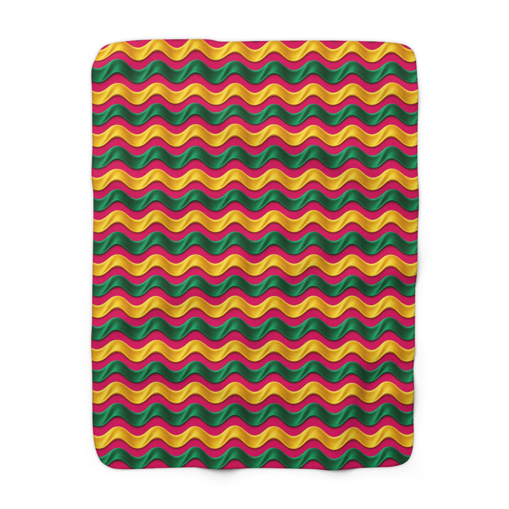 Satin Wave Bands Sherpa Fleece Blanket – Ribbon Waves Pattern