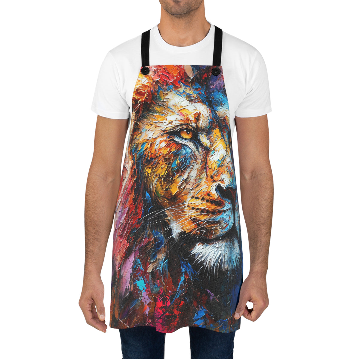 Rainbow Lion Apron – Expressive Painterly Art