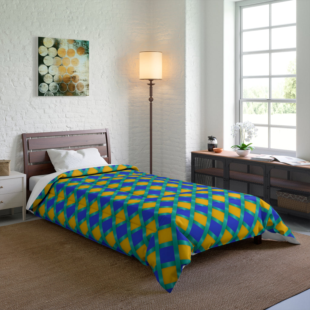 Broad Gold Diamond Trellis Comforter – Peacock Jewel