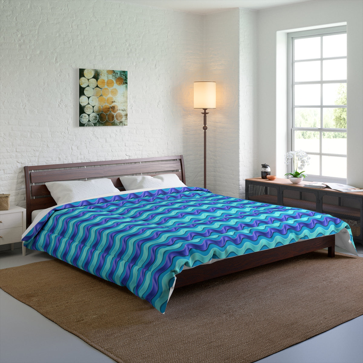 Satin Wave Bands Comforter – Ice Jewel
