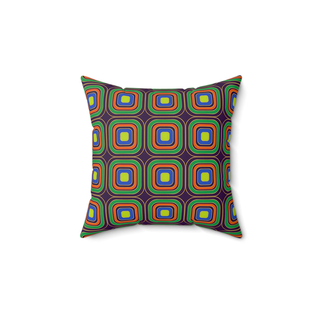Op-Deco Nested Squares Faux Suede Cushion – Op-Art Deco Pattern