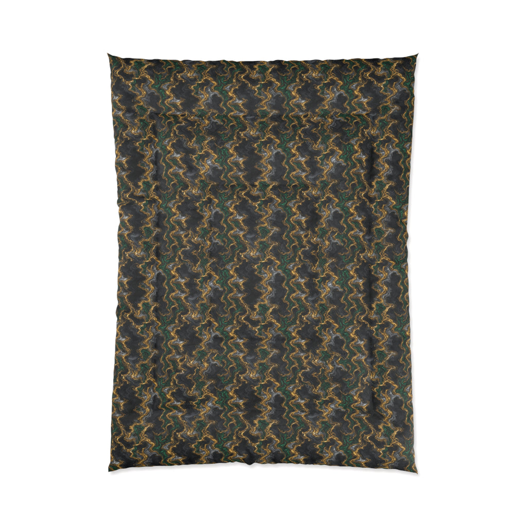 Molten Gold Marble Comforter – Iridescent Fluid Pattern