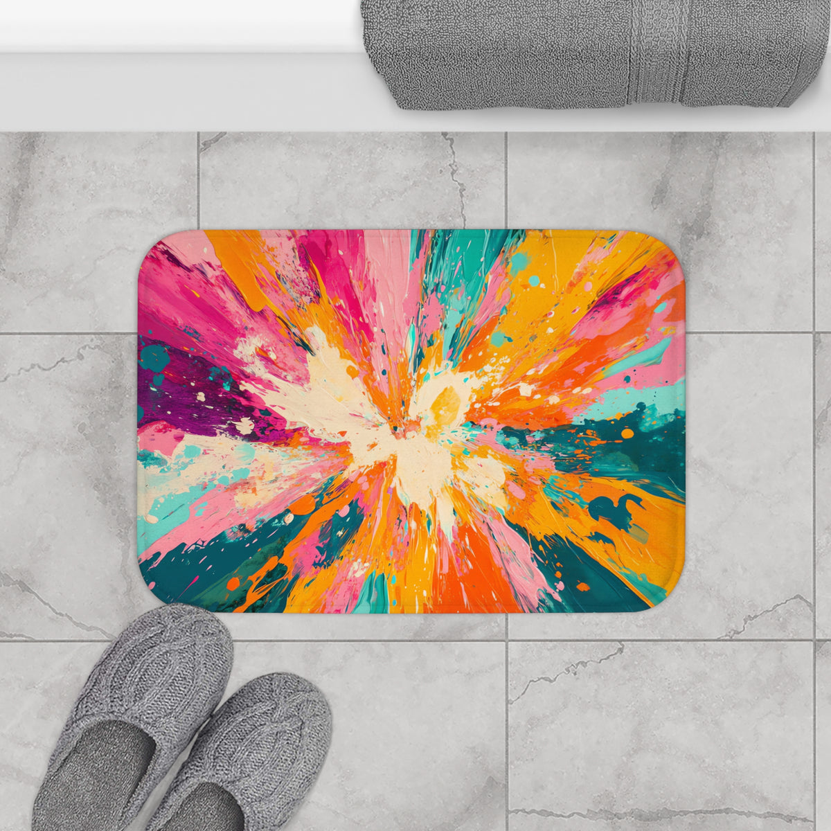 Sunburst Splash Bath Mat – Colour Burst Art