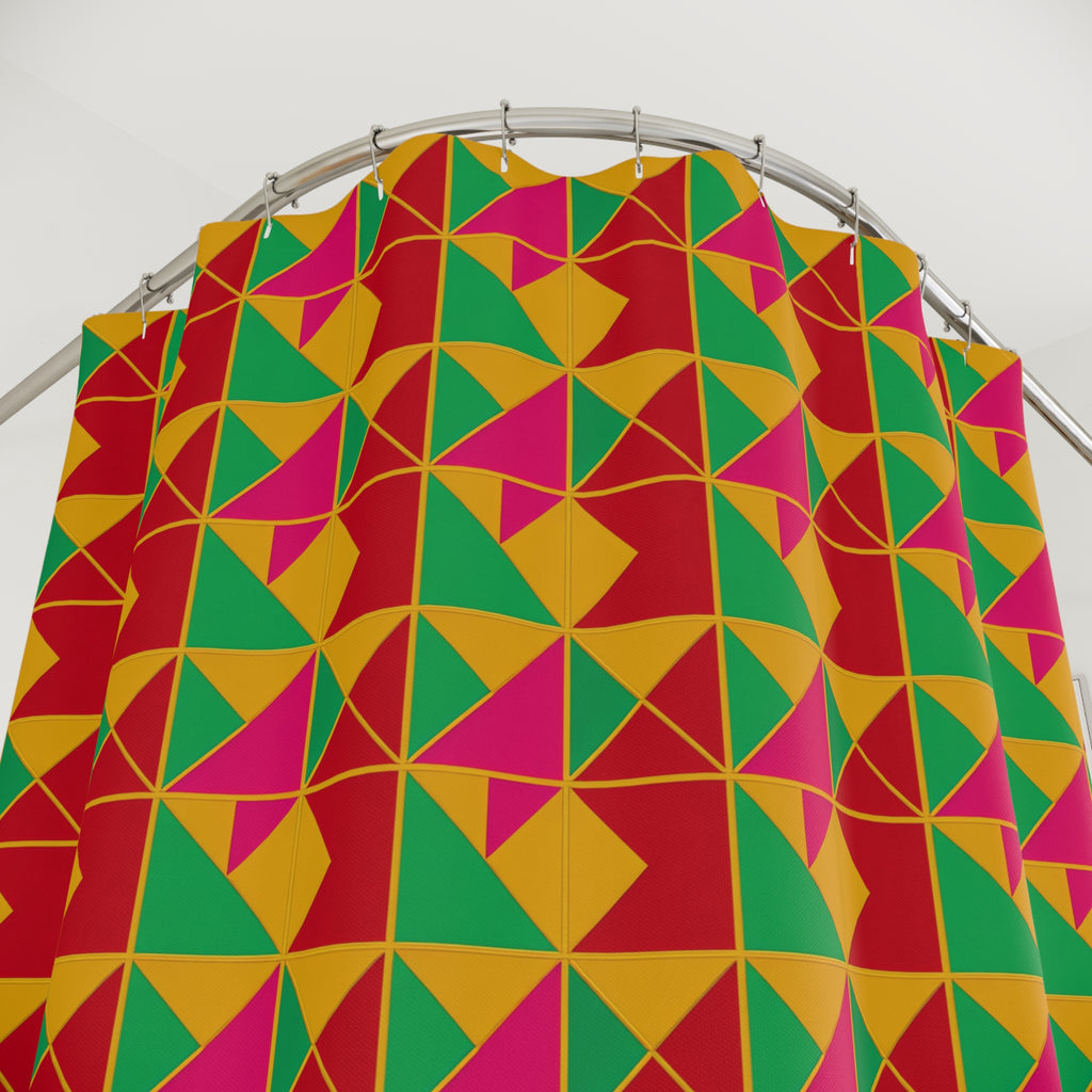 Jewel Block Quilt Shower Curtain – Geometric Blocks Pattern