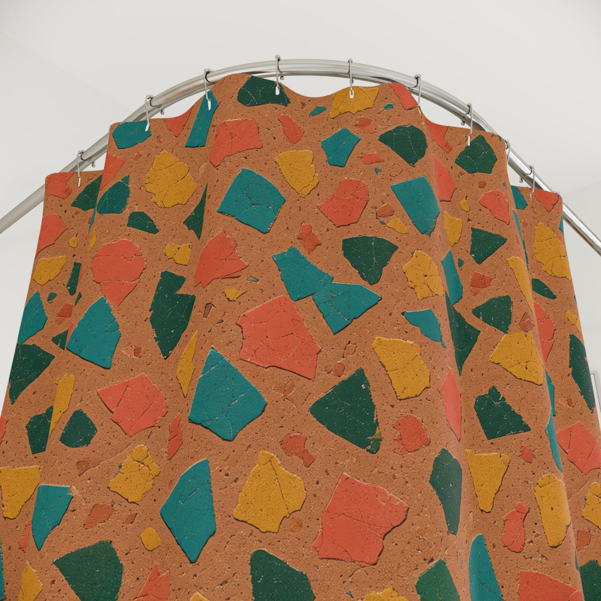 Shattered Tile Shards Shower Curtain – Abstract Chip Pattern Pattern