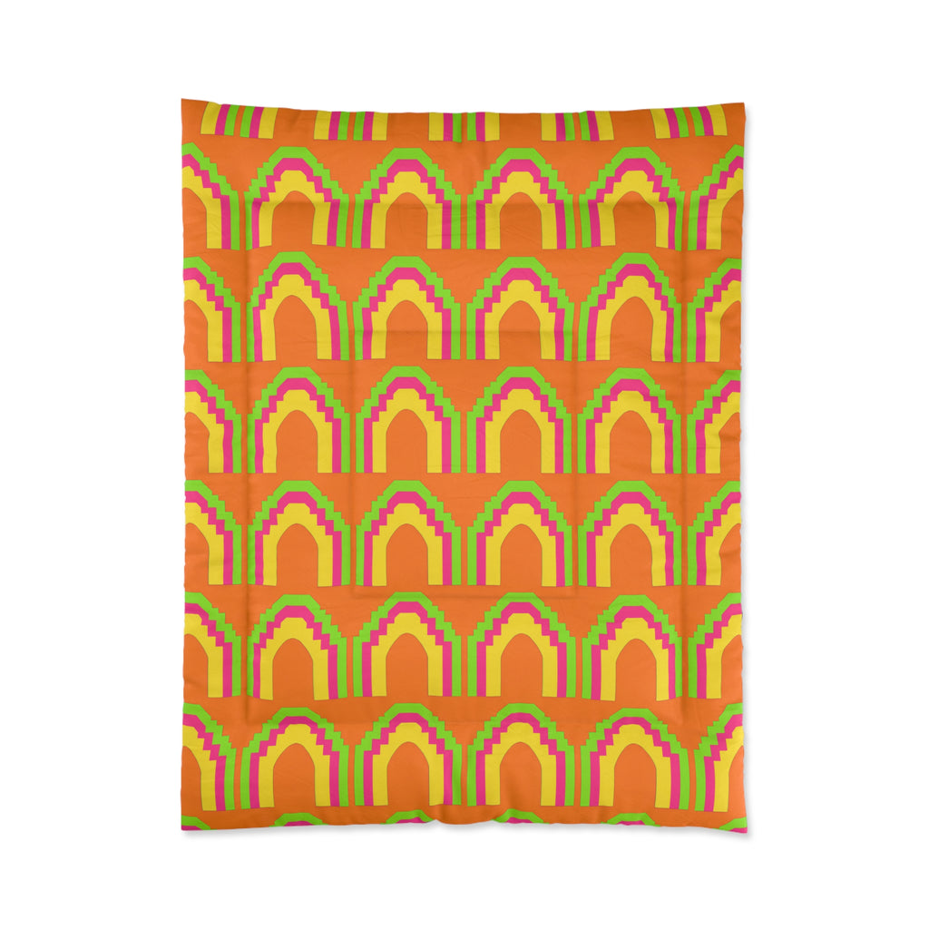 Grand Stepped Arches Comforter – Hot Citrus Festive