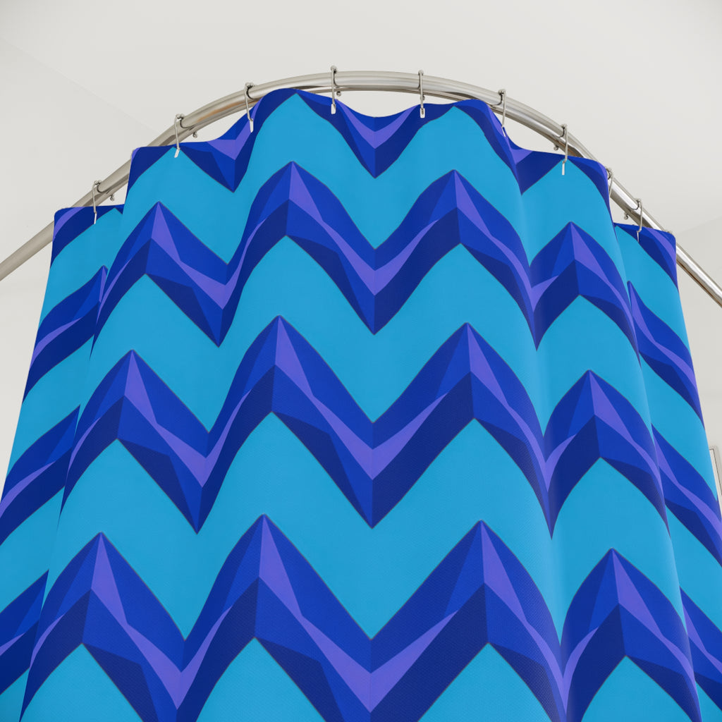 Broad Cut-Gem Chevrons Shower Curtain – Ice Jewel