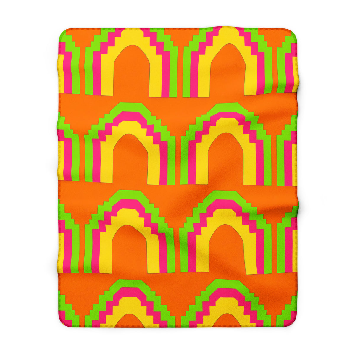 Grand Stepped Arches Sherpa Fleece Blanket – Hot Citrus Festive