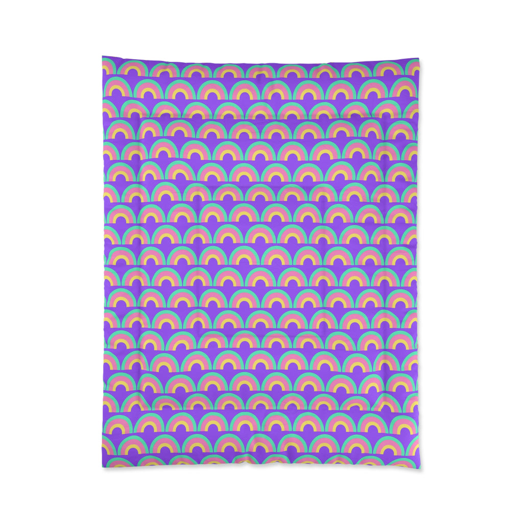 Chromatic Scallop Ripple Comforter – Candy Pastel on Grape