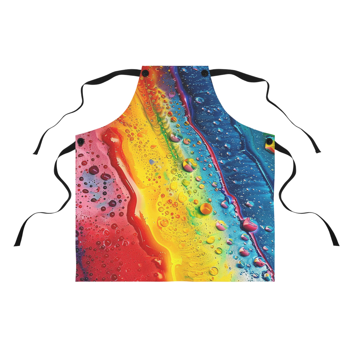 Rainbow Droplet Flow Apron – Fluid Abstract Art