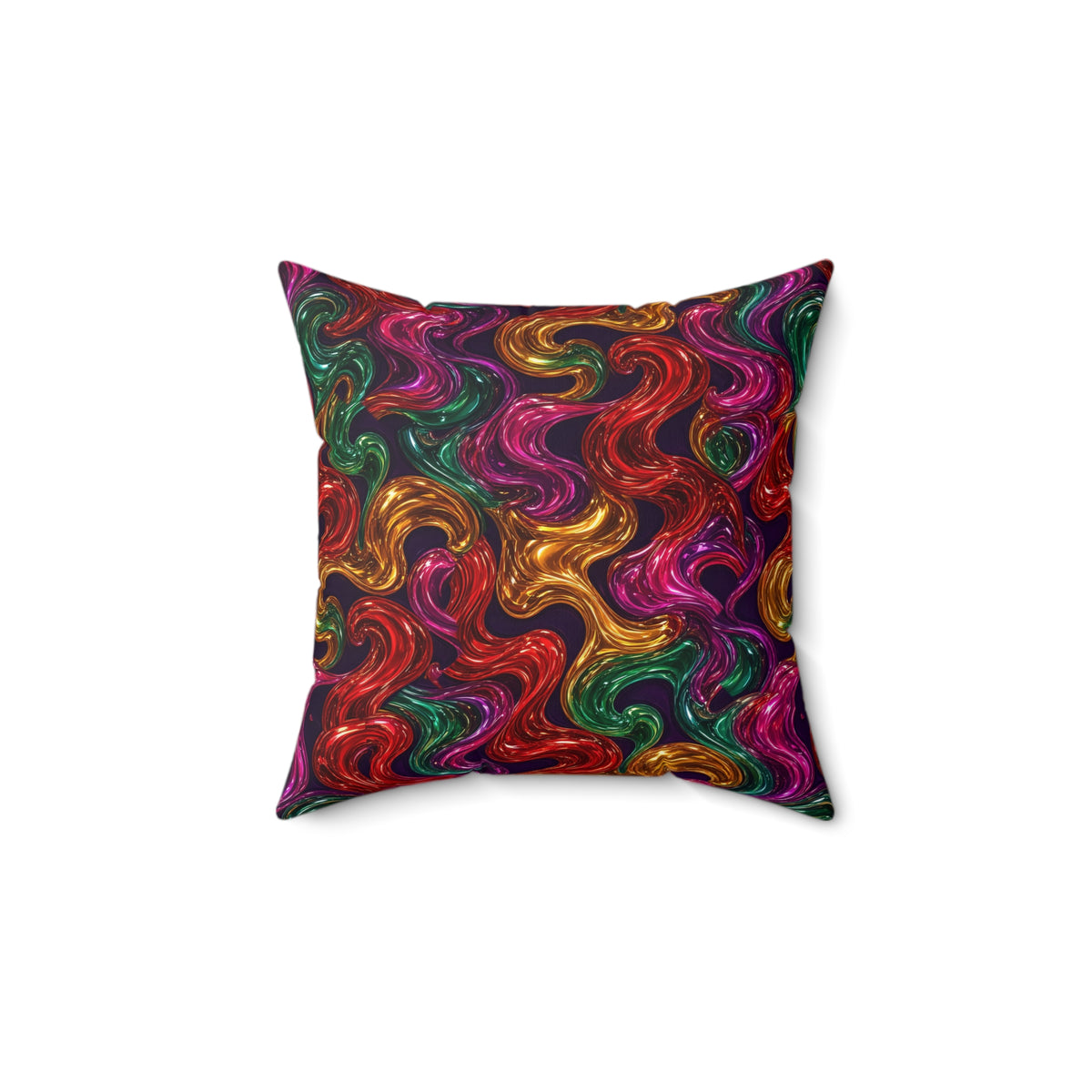Melted Glass Swirl Faux Suede Cushion – Psychedelic Pop Pattern