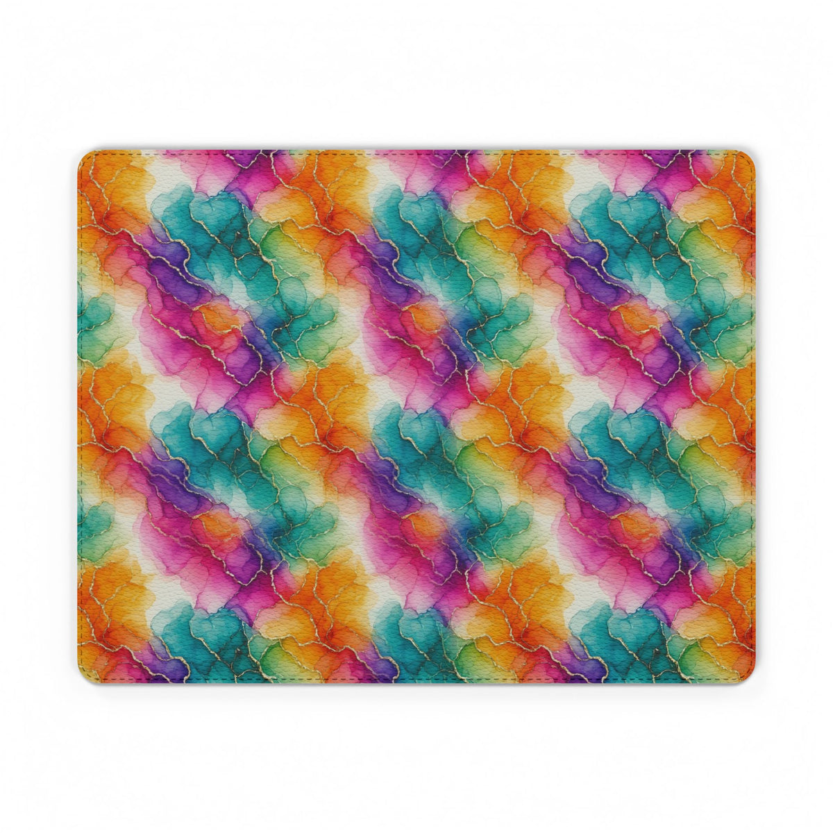 Rainbow Alcohol Ink Bloom Vegan Leather Mouse Mat