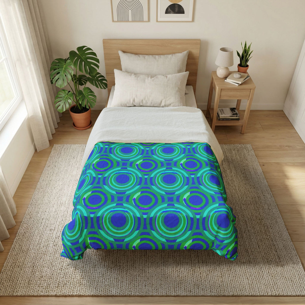 Interlocking Ring Ripples Cotton Duvet Cover – Ocean Jewel