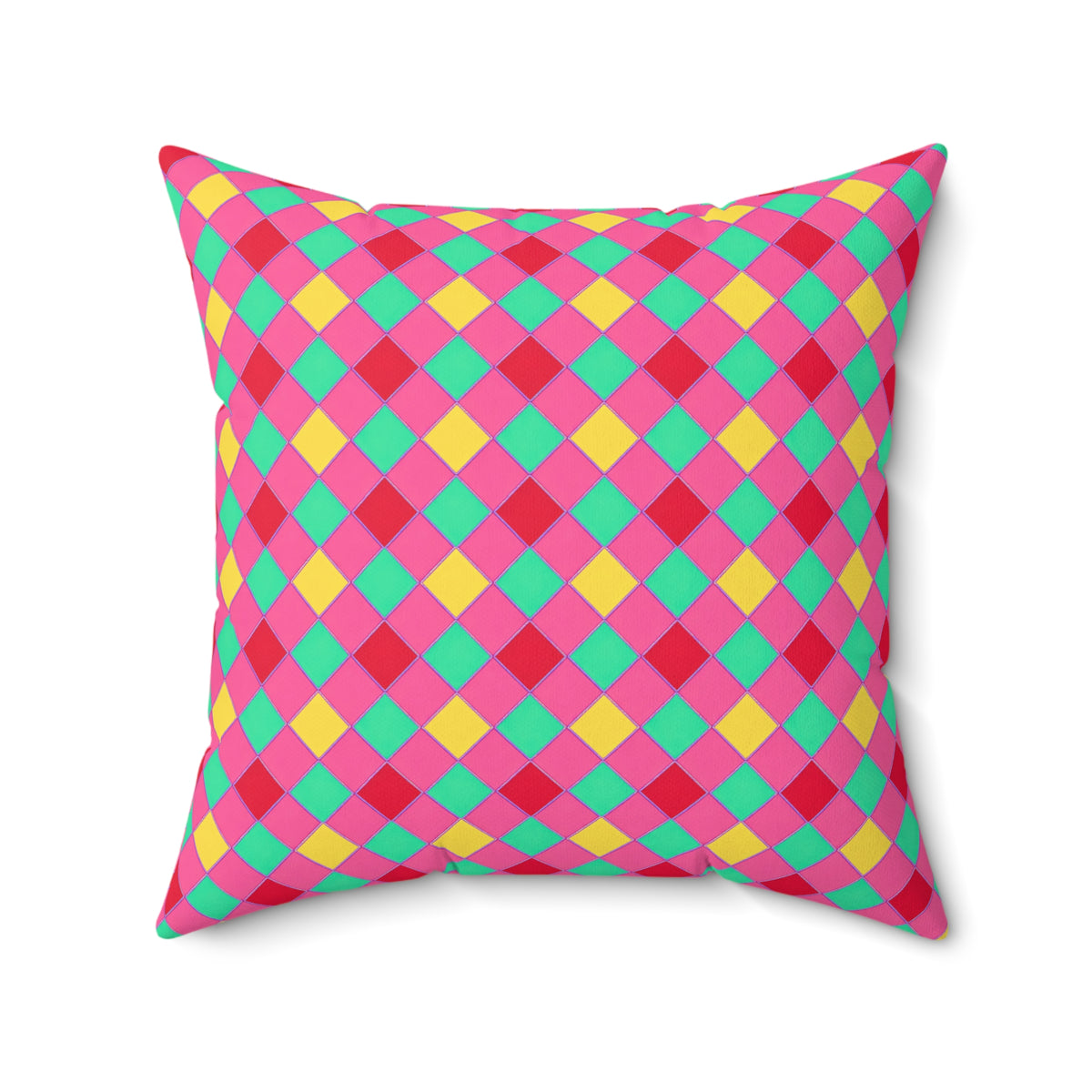 Jewel Harlequin Check Faux Suede Cushion – Candy Christmas