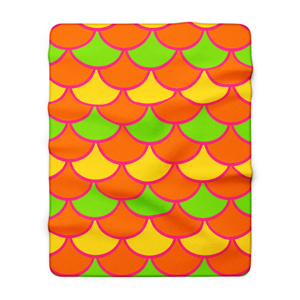 Big Jewel Scales II Sherpa Fleece Blanket – Hot Citrus Festive