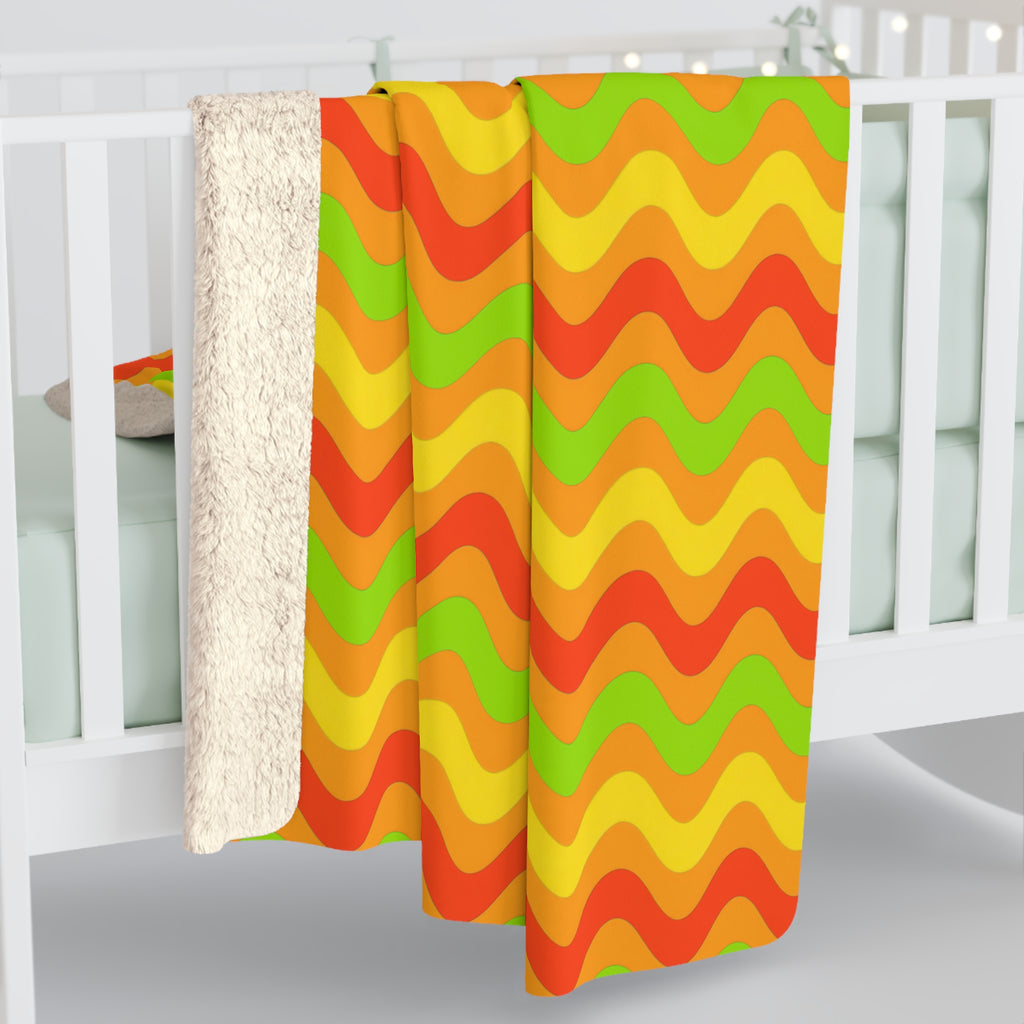 Big Ripple Chevrons Sherpa Fleece Blanket – Hot Citrus