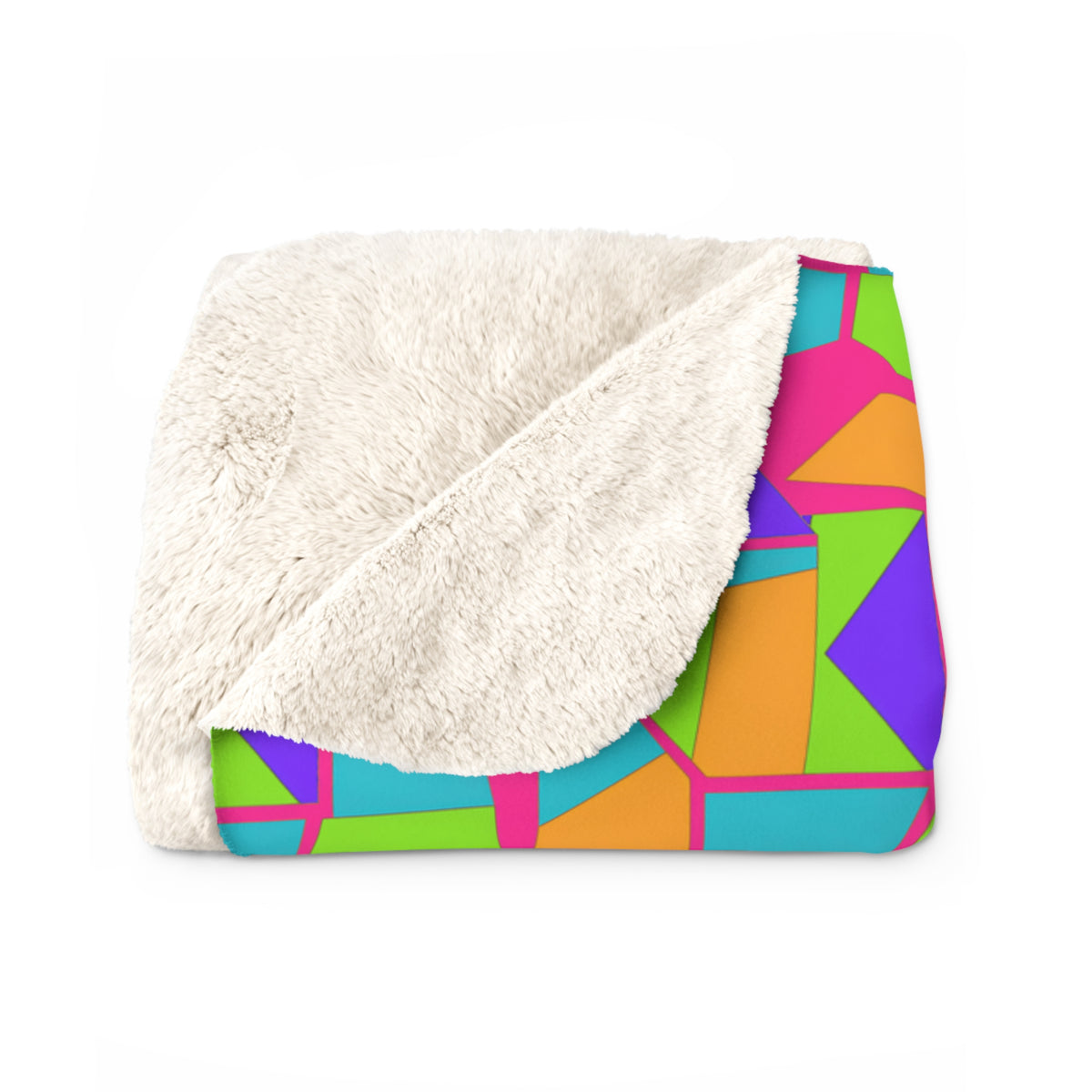 Cubist Block Quilt Sherpa Fleece Blanket – Tropical Punch
