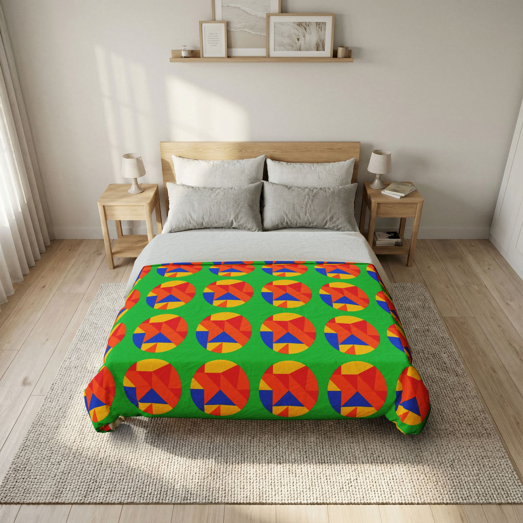 Broken Circle Planes Cotton Duvet Cover – Cubist Abstract Pattern