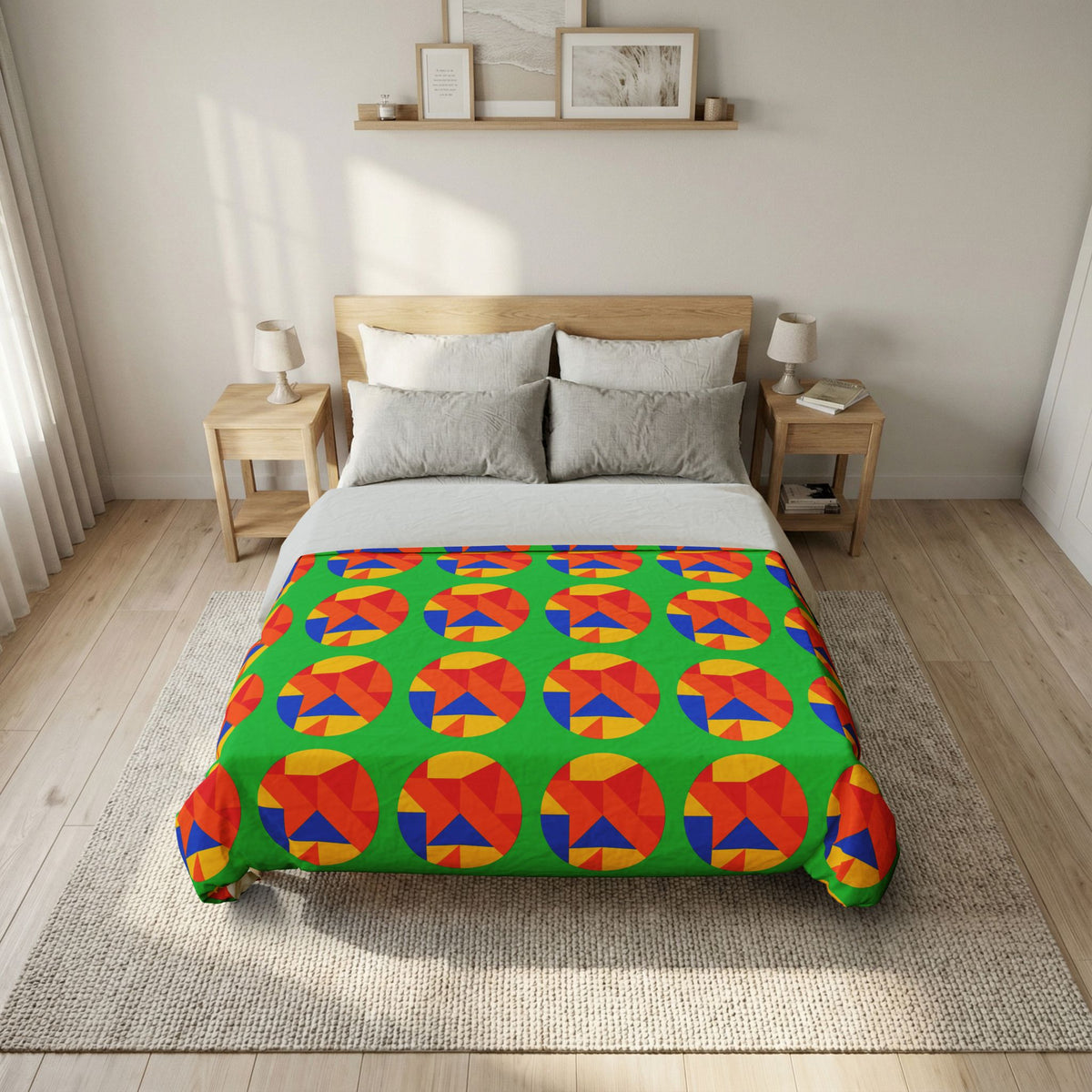 Broken Circle Planes Cotton Duvet Cover – Cubist Abstract Pattern