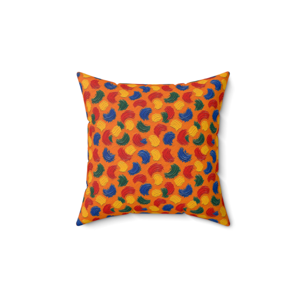 Impasto Swipe Field Faux Suede Cushion – Expressionist Brushstroke Abstract Pattern