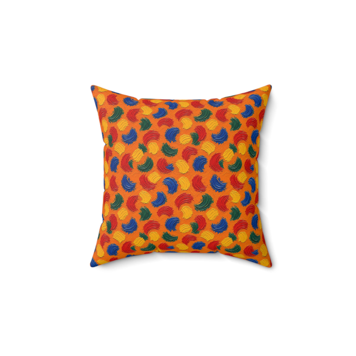 Impasto Swipe Field Faux Suede Cushion – Expressionist Brushstroke Abstract Pattern