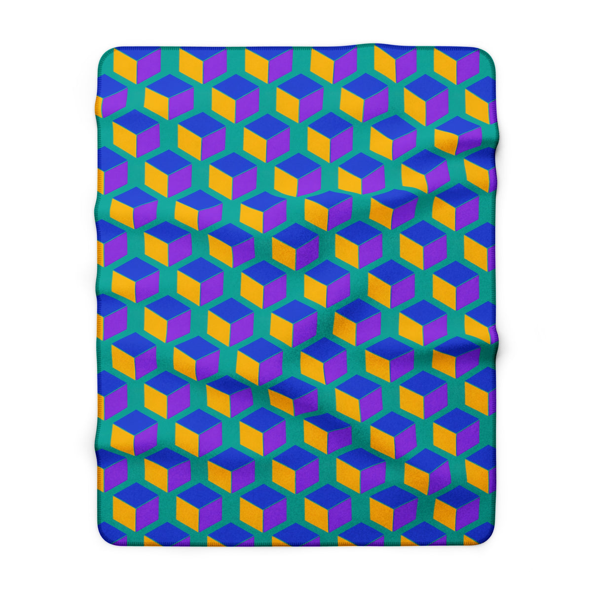 Giant Faceted Cubes II Sherpa Fleece Blanket – Peacock Jewel