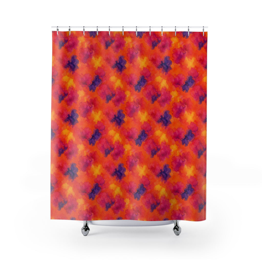 Sunset Bloom Bleeds Shower Curtain – Watercolour Bleed Pattern