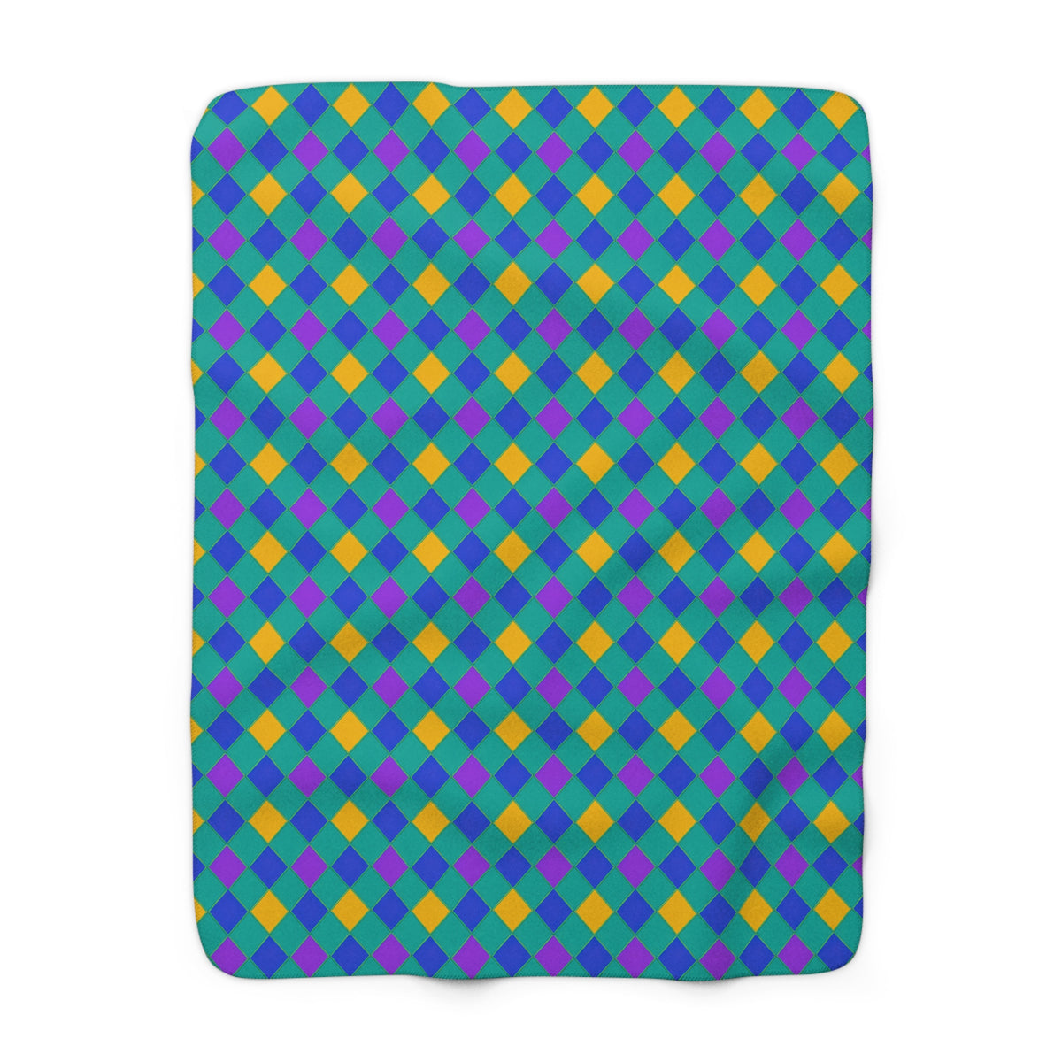Jewel Harlequin Check Sherpa Fleece Blanket – Peacock Jewel