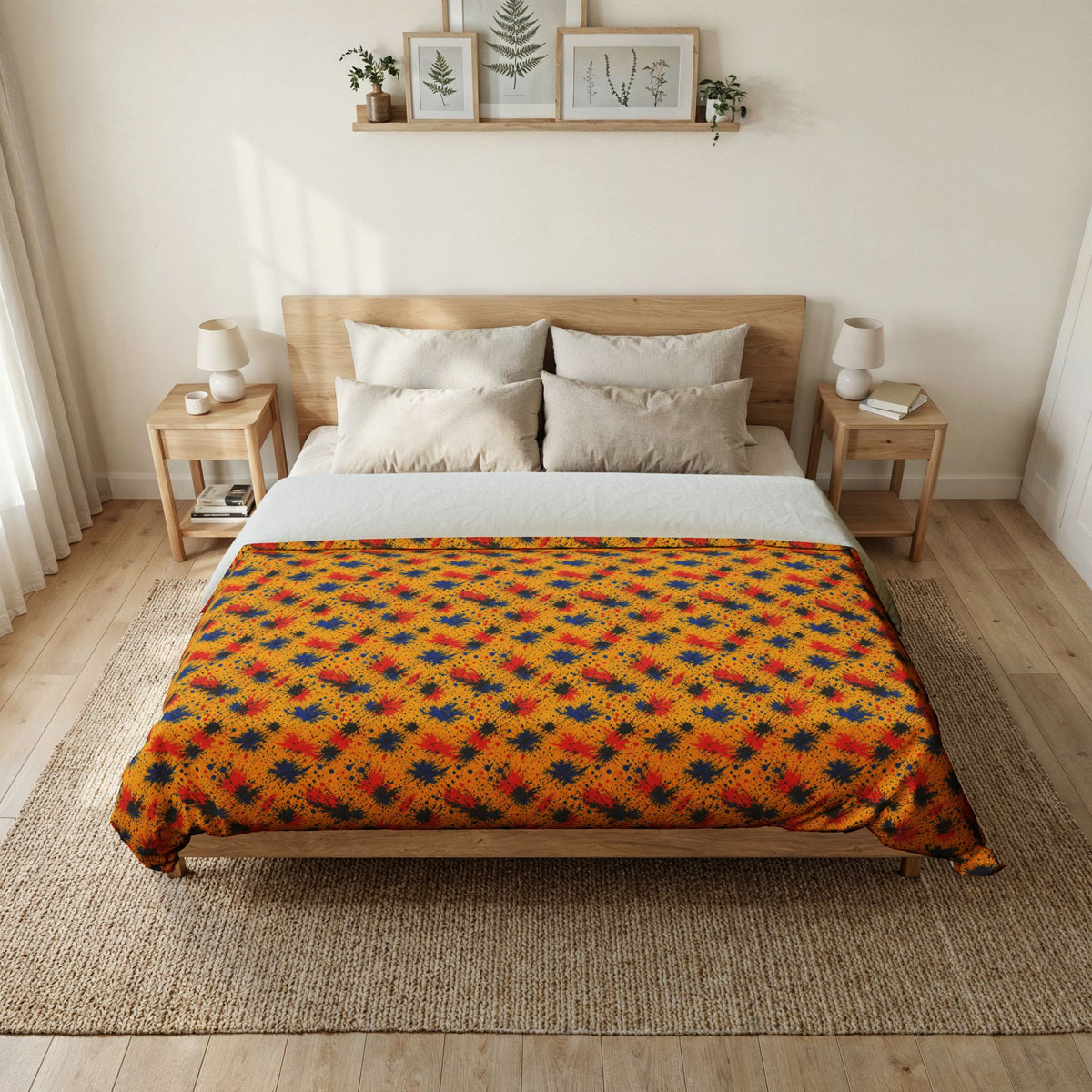 Dragged Smears Cotton Duvet Cover – Action-Painting Abstract Pattern