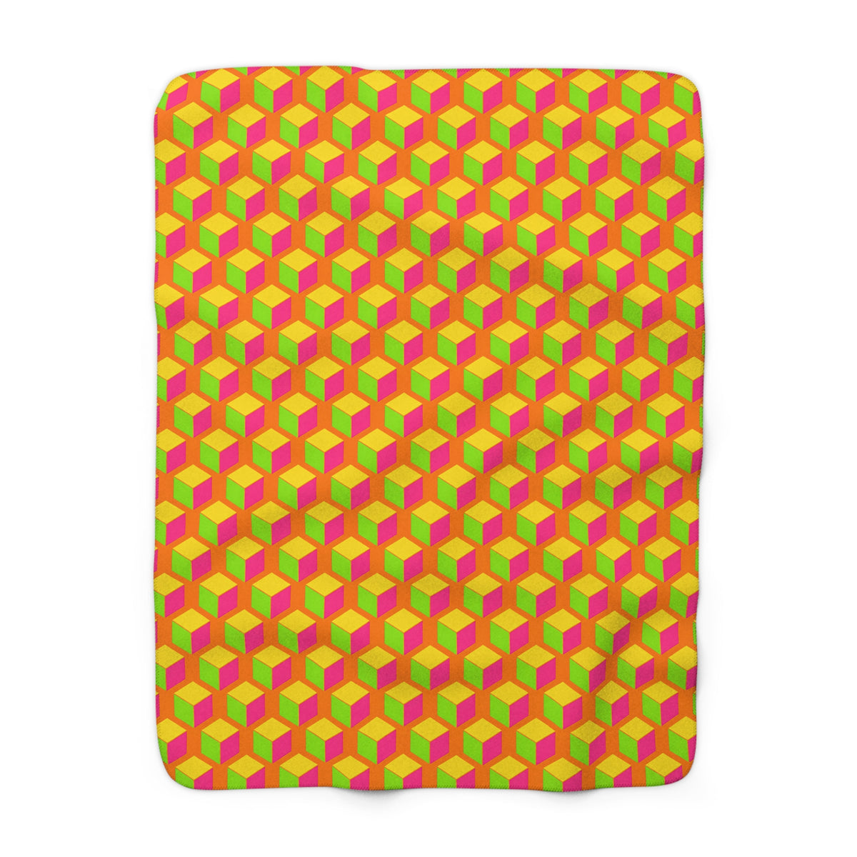 Giant Faceted Cubes II Sherpa Fleece Blanket – Hot Citrus Festive