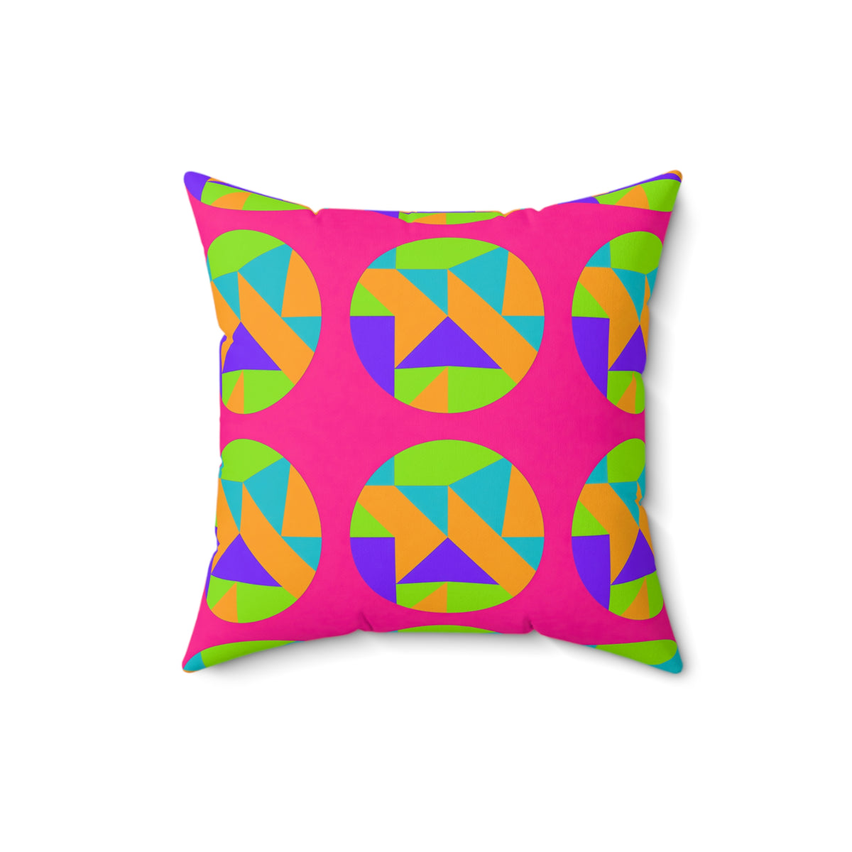 Broken Circle Planes Faux Suede Cushion – Tropical Punch