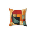 Bauhaus Sun Circles Faux Suede Cushion – Mid-Century Geometric Art