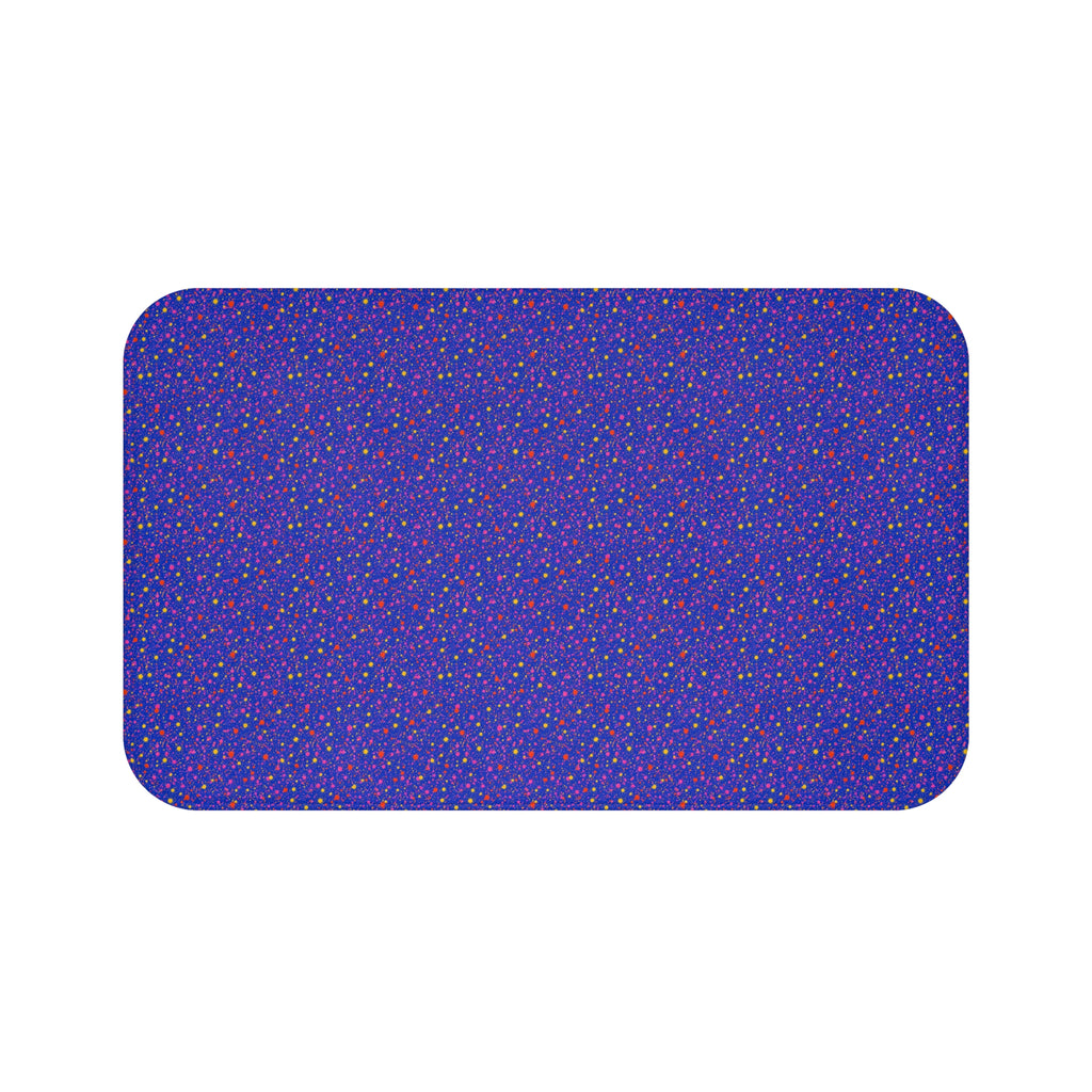 Ultramarine Spatter Bath Mat – Paint Splatter Pattern