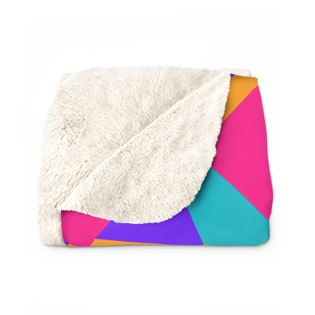 Grand Fractured Rhombus Sherpa Fleece Blanket – Tropical Punch