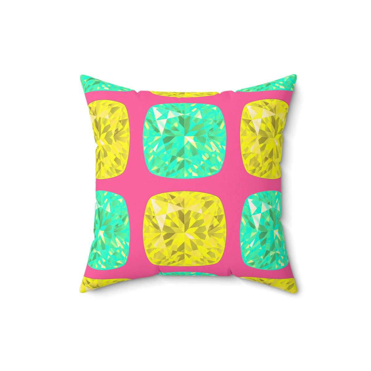 Giant Cut Gem Grid Faux Suede Cushion – Candy Christmas