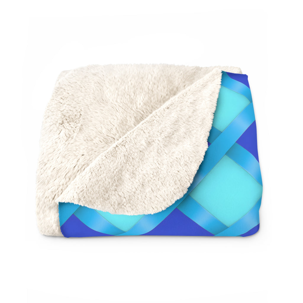 Broad Diamond Trellis Sherpa Fleece Blanket – Ice Jewel