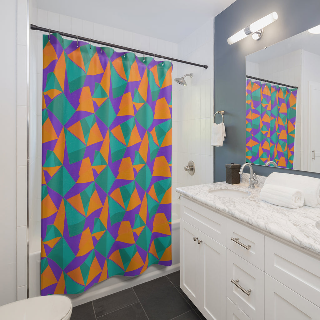 Faceted Gold Panels Shower Curtain – Peacock Jewel