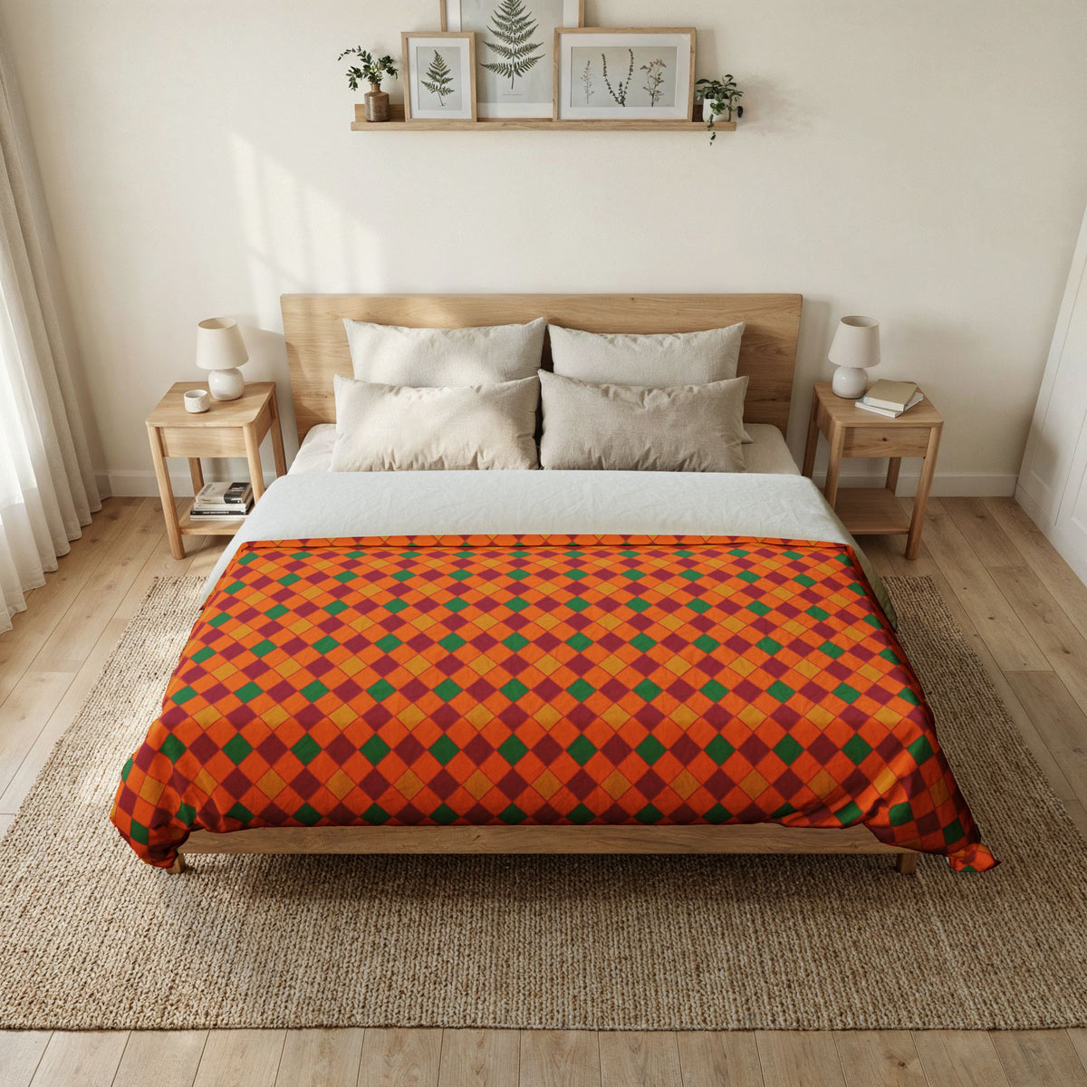 Jewel Harlequin Check Cotton Duvet Cover – Cranberry Spice