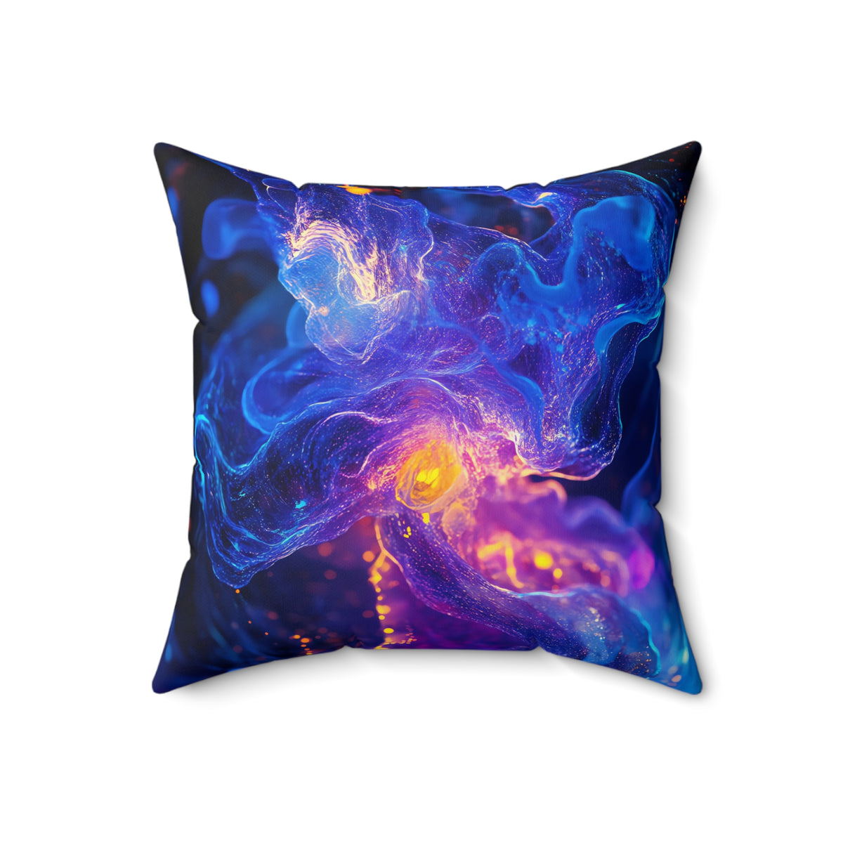Cosmic Neon Nebula Faux Suede Cushion – Cosmic Abstract Art
