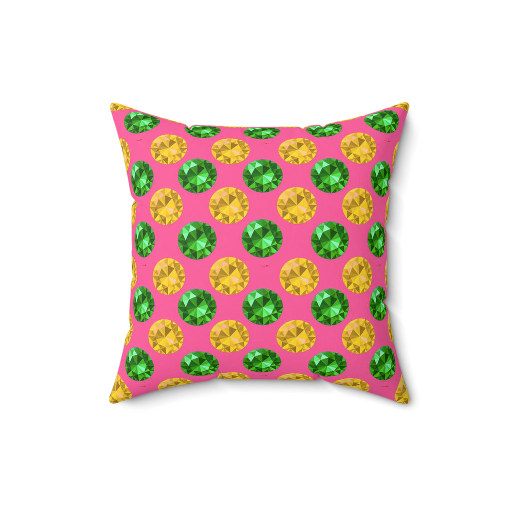 Half-Drop Gem Grid Faux Suede Cushion – Candy Christmas