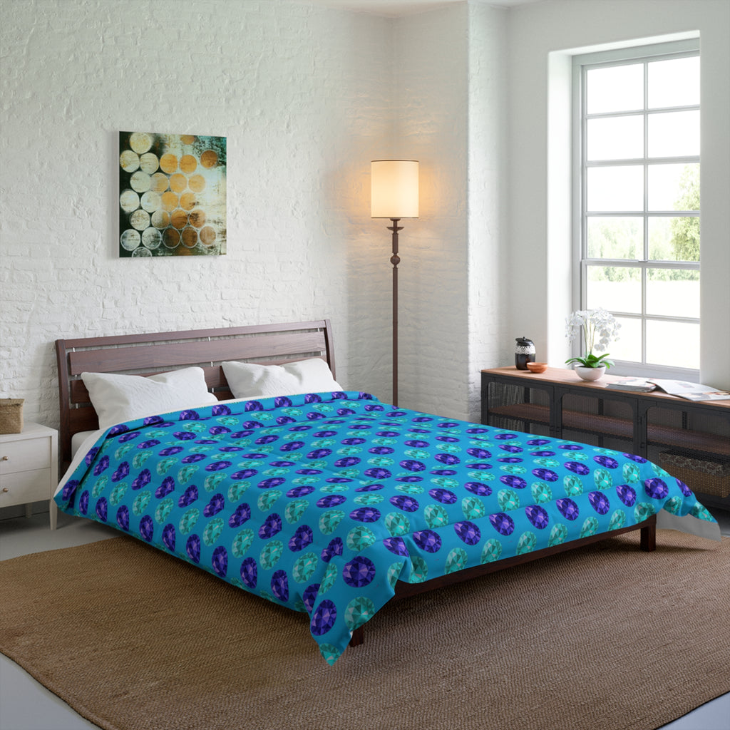 Half-Drop Gem Grid Comforter – Ice Jewel