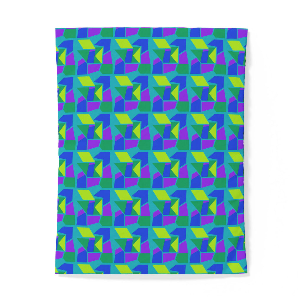 Cubist Block Quilt Cotton Duvet Cover – Peacock Jewel