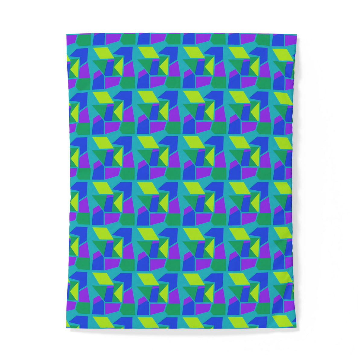 Cubist Block Quilt Cotton Duvet Cover – Peacock Jewel