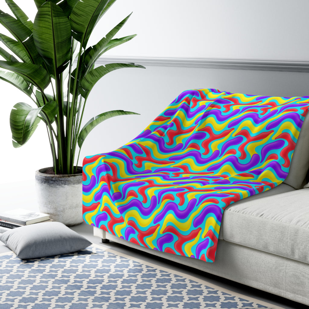 Liquid Band Ripple Sherpa Fleece Blanket – Op-Art Fluid Bands Pattern