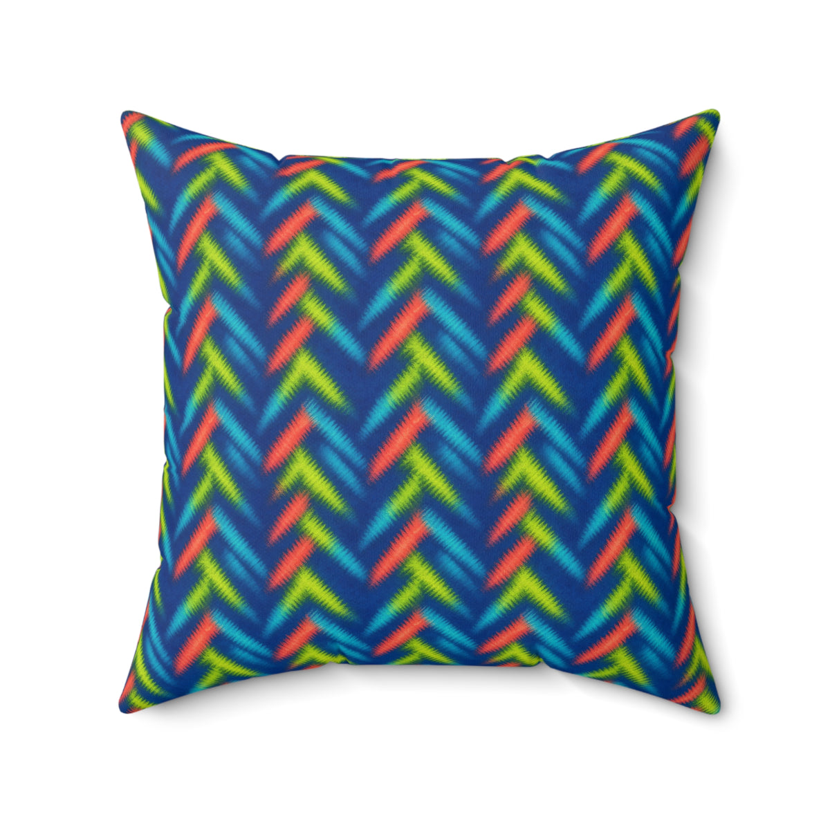 Neon Zigzag Fold Faux Suede Cushion – Tie-Dye Pattern